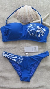 NEW Seafolly Corfu 10 Bandeau Bustier Halter & 10 Corfu High Cut Pant Azure - Bild 1 von 11