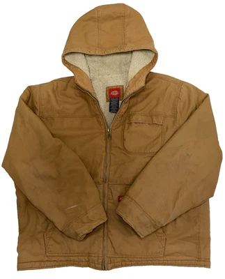 DICKIES SHERPA LINED DUCK CANVAS FULL ZIP HOODED WORKWEAR JACKET MEN'S SZ 2XL - Image 1 of 4