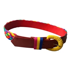 90er Vintage bunter Flechtgürtel ohne Größenetikett - Bild 1 von 6