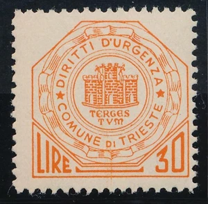 (US) TRIESTE TCU#4 COMUNE DI TRIESTE MINT NH MILITARY TRAVEL PERMIT REVENUE - Picture 1 of 2