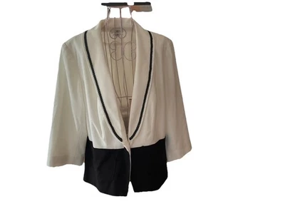 Blazer Carp Mujer 14-16W Blanco Y Negro Forrado Manga Larga Con Hombreras Foto 1 de 3