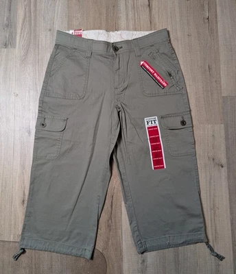 Pantalones cargo capri ajustados cómodos elásticos cintura utilitarios Lee talla 8 nuevos con etiquetas  Foto 1 de 4