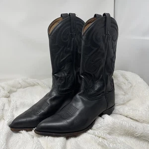 Tony Lama Mens Black Leather Western Cowboy Boots Sz 11 - Picture 1 of 9