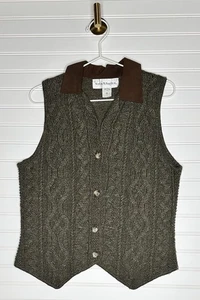 Norton McNaughton Brown Vintage Cable Knit Sweater Vest Made in USA Size Med EUC - Picture 1 of 7