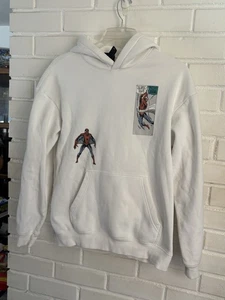 H&M Marvel Spider-Man weißer Hoodie lockere Passform Größe Small Comic Grafik neu ohne Etikett - Bild 1 von 7