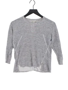 Whistles Women's Top S White Striped 100% Linen 3/4 Sleeve Round Neck Basic - Picture 1 of 7