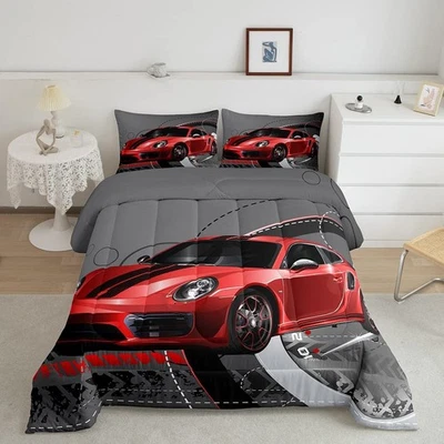 Feelyou Red Race Car Comforter Set Sports Car Bedding Set for Kids Boys Girls... - Image 1 of 4