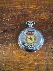Vintage MOLNIJA Russian Soviet USSR POCKET WATCH 1941-45 CCCP FLAG WW2 - Picture 1 of 10