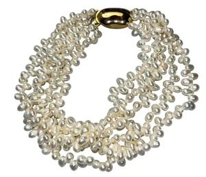 Jewelry Maki Freshwater Baroque Pearl 5 Strand Bracelet Silver Top GSV Bottom - Picture 1 of 2