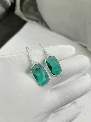 Pendientes de apatita hechos a mano - Joyería de piedras preciosas chapadas en plata regalo para mujer  Foto 1 de 4