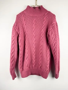 Aritzia Wilfred XS Wollpullover Zopfmuster Damen rosa Oversize Rollkragen - Bild 1 von 5