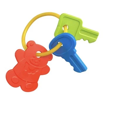 Vintage 1980s Baby Key Ring Toy – Red Bear & 2 Keys – Toddler Teether Rattle - Image 1 of 4