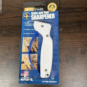 Accusharp Knife n' Tool Sharpener 001 White w/Full Length Finger Guard NEW - Picture 1 of 4