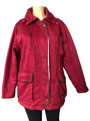 Abrigo de granero para mujer Westbound rojo cremallera completa ribete de cuero puño franela forrado GRANDE Foto 1 de 4
