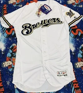 NWT'S Authentic Majestic Flex Milwaukee Brewers MLB Jersey SZ 40 Blank On-Field - Picture 1 of 3