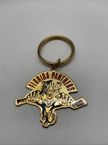 NHL Florida Panthers 1.75 x 1.6 Inch Keychain Panther with Gold Background Cover