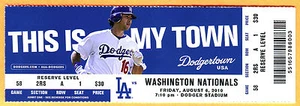 GARRET ANDERSON LAST CAREER GM PLAYED-8/6/10 FULL TICKET-DODGERS/NATIONALS-DUNN - Picture 1 of 1