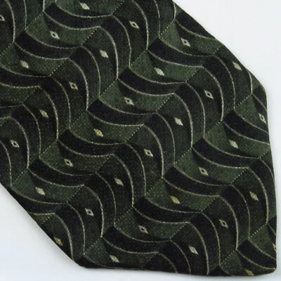 Corbata de cuello abstracta geométrica Haggar Collection ondas verdes para hombre 57x3,75 clásica Foto 1 de 4
