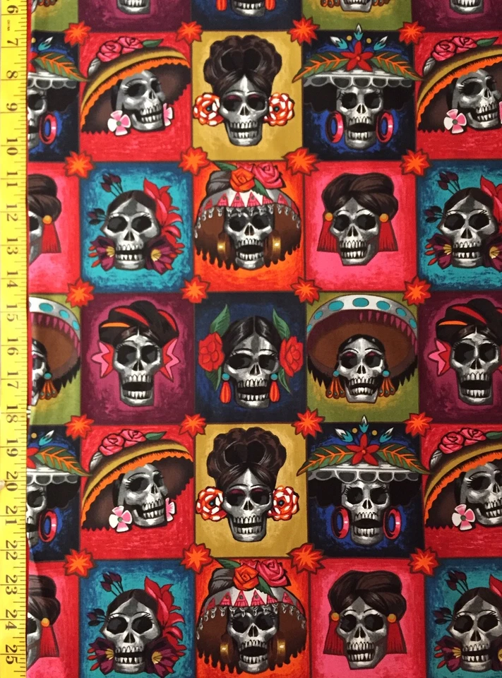 La Señoras Bright & Dark Alexander Henry Fabric Skulls Mexican Sugar - Image 1 of 4