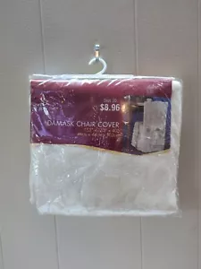 Holiday Time White Damask Chair Cover Cream Factory Packaging - Picture 1 of 3