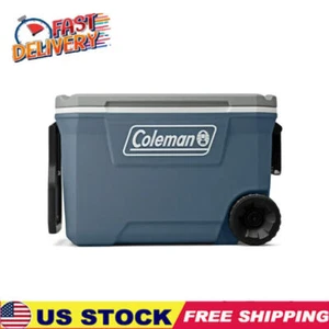 62QT Lakeside Blue Hard Chest Wheeled Cooler Backyard Camping Beach Cooler Box - Picture 1 of 14