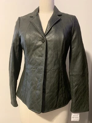 Chaqueta Mujer Cuero Genuino Verde Talla 6 Foto 1 de 4