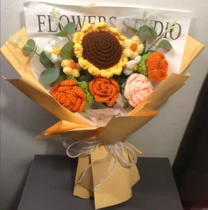 Crochet flower bouquet, home decor,Gift for Mom Wife Her Anniversary - Picture 1 of 2