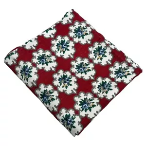 1950s 60s Red Floral Fabric Vtg Retro Mid Century Curtain Panel Rose Cottage - Picture 1 of 2