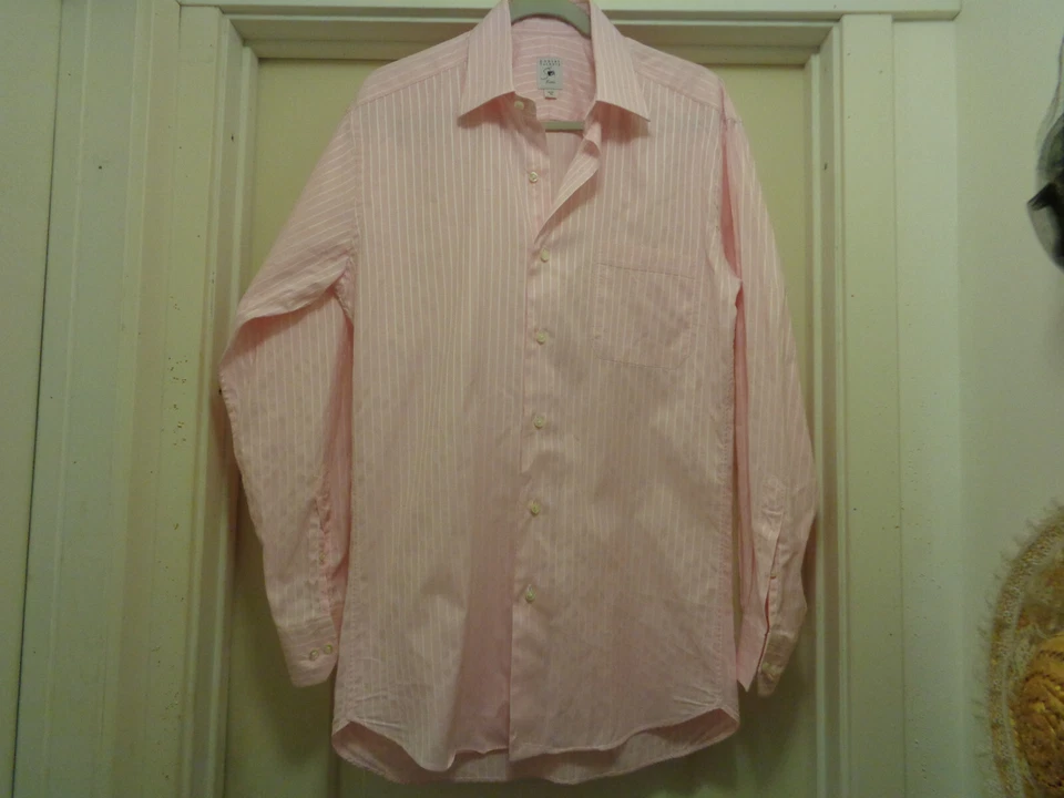 CAMISA CLÁSICA PAPÁ DISEÑADOR ROBERT TALBOT ESTATE RAYAS ROSA Y BLANCO 15 Y 1/2 Foto 1 de 4