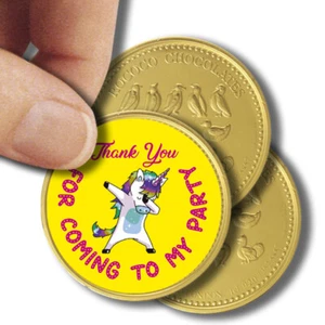 x35 Girls Unicorn Party Label para el logotipo de la moneda de chocolate Cumpleaños Niños 37mm - Imagen 1 de 4
