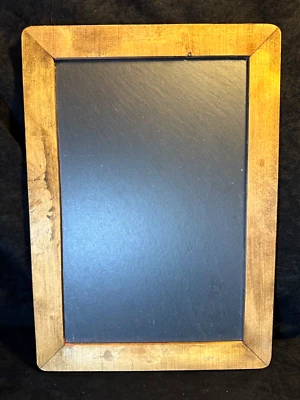 Rustic Wood Frame Natural Stone Slate 2 Sided Chalk Board 11x8 - Image 1 of 4