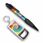 Pen & Beer Opener Keyring - Tie Dye Pattern Peace Hippy #13176