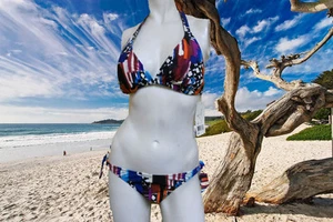 NWT GIDEON OBERSON 2 pc TRIBAL Side Tie BIKINI 32B/C BATHING SUIT Swimsuit SET 6 - Picture 1 of 6