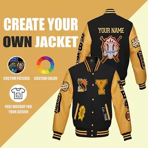 Erstellen Sie Ihre eigene maßgeschneiderte personalisierte Letterman Uni, maßgeschneiderte Patches Jacke - Bild 1 von 11