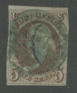 1847 United States 5¢ Benjamin Franklin Postage Stamp #1 Used Certified 01400312 - Picture 1 of 3