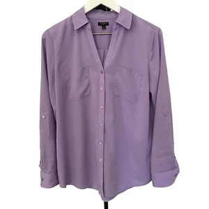 Talbots Damen Roll Tab Business Freizeit Knopfleiste Karriere Top Größe Large - Flieder - Bild 1 von 8