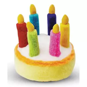 Plüsch Happy Birthday Kuchen Hundespielzeug weich 6 Kerzenspiele Melodie Lied bunt 5 Zoll - Bild 1 von 5