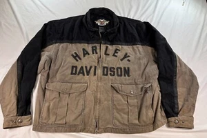 Harley Davidson VintageJacket Men 3XL Canvas Olive/Khaki Black *RARE* GM9769 - Picture 1 of 24