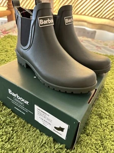 Barbour Wilton Wellingtons Womens Olive Chelsea boot style wellies Uk 5 EU38 NEW - Picture 1 of 21