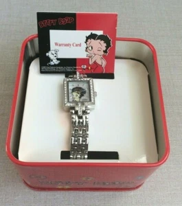 BETTY BOOP Women's Watch with Genuine Crystals Rectangle Pearl Dial New Item! - Picture 1 of 2
