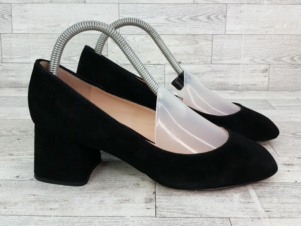 Zapatos de salón para mujer J Crew negros de gamuza Kate de tacón ancho talla 8 tacones Foto 1 de 4