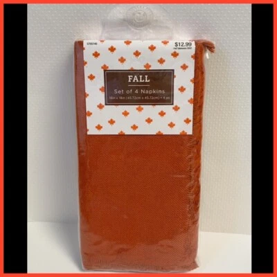 CONJUNTO DE 4 guardanapos de jantar de pano de ação de graças laranja queimado decoração QUEDA 100% algodão - Imagem 1 de 4