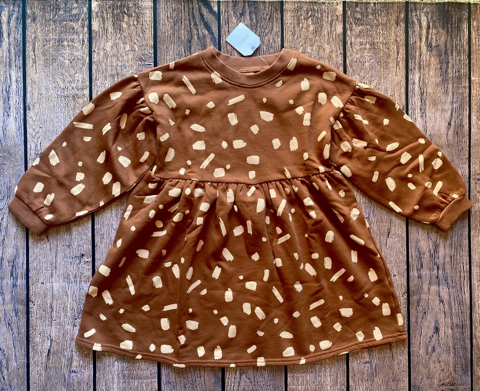 Vestido Suéter Niña Talla 5-6 Años Próximo Reino Unido Marrón Moteado Manga Larga Foto 1 de 1