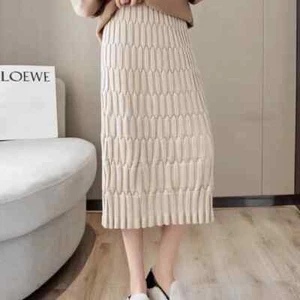 Autumn/Winter Women's Solid Elastic High Waist Casual Slim Mid-length A-line - Picture 1 of 27