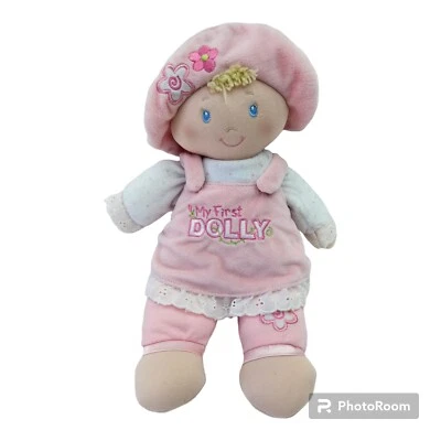 Baby Gund My First Dolly 粉色毛绒娃娃 12 英寸柔软玩具金发蓝色眼睛 — 第 1/4 张图片