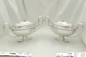 RARE PAIR OF GEORGE III HM STERLING SILVER SAUCE TUREENS 1781 - Picture 1 of 12