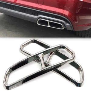 2PCS Gloss Silver Stainless Exhaust Muffler Tip Cover Fits 16-18 A6 S6 A7 S7 - Foto 1 di 3