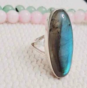 Amazing Labradorite Gemstone 925 Sterling Silver Handmade Ring All Size Ag-29 - Picture 1 of 7