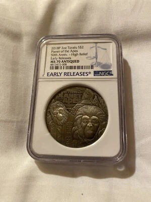 2018 Tuvalu Planet Of The Apes 50th Anniversary Early Releases MS 70 ANTIQUED - Image 1 of 2
