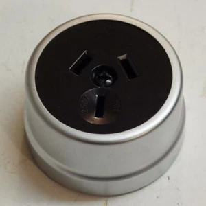 Satin chrome classic electric heritage power socket brown face 56 SAT B - Foto 1 di 5